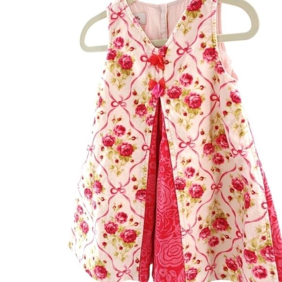 Roses & ribbons 100% cotton velveteen dress - Picture 7 of 8